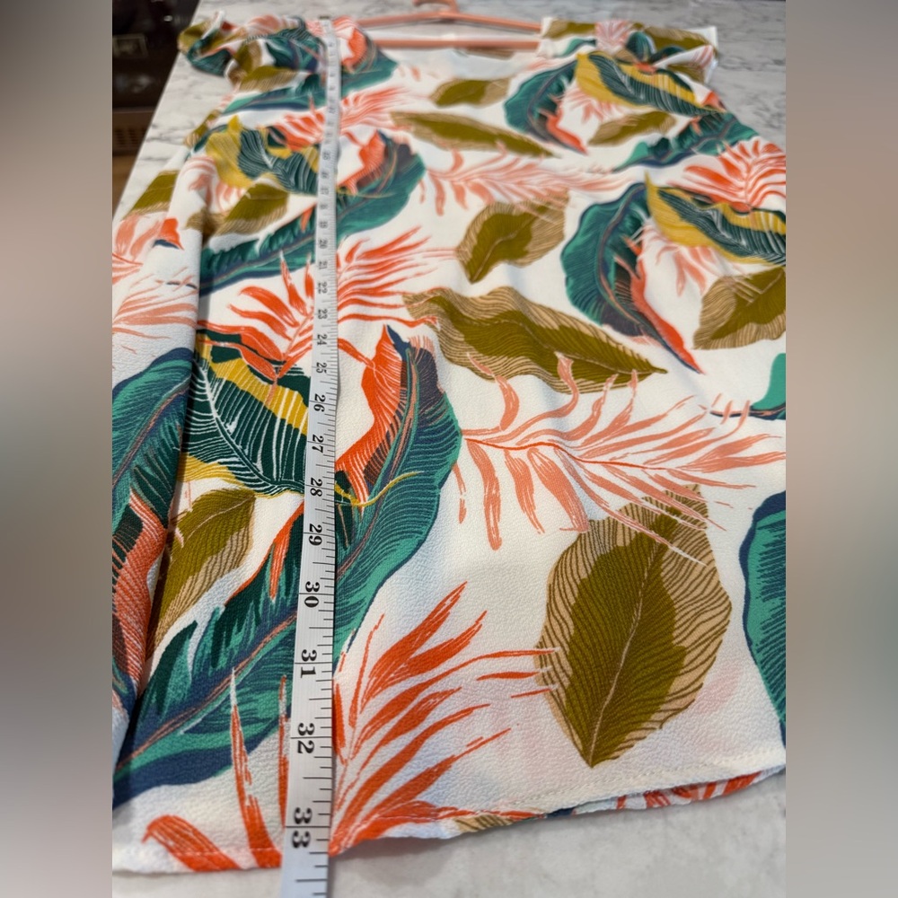 Urban Found NEW Mini Dress Small Tropical Leaf Print V Neck‎ Short Sleeve - Picture 5 of 7